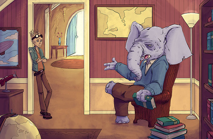 Maple and Marcoreous talking in the living room